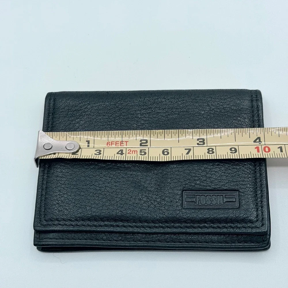 Fossil Black Leather Bifold Wallet Classic Minimalist Heritage EDC Dad Core
